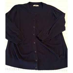 Bass Woman's Cardigan Sweater Navy Blue Sz XL Cotton